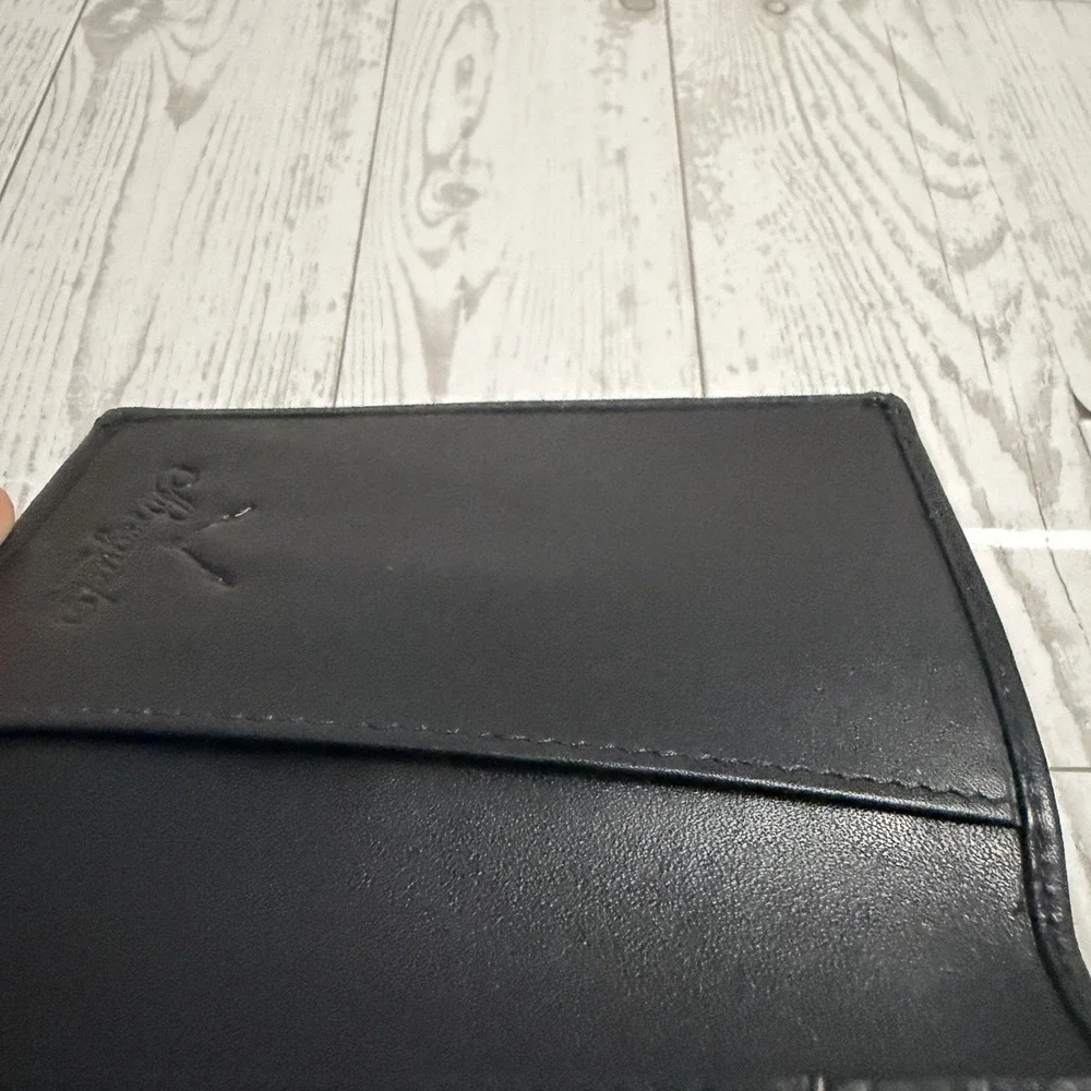 Breguet Folded Card Wallet Black Leather Bifold